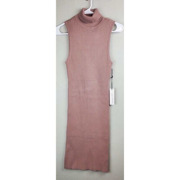 NWT Shinestar Women's Large Sleeveless Dusty Rose Bodycon Dress Turtle Neck - Picture 1 of 8